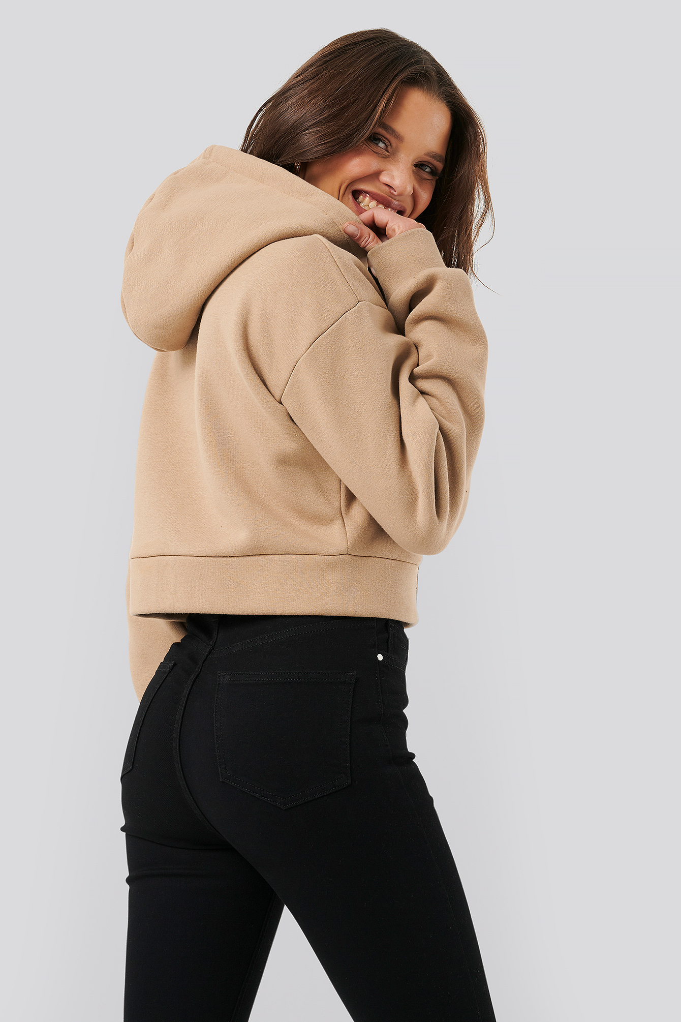 Beige crop hoodie Clearance