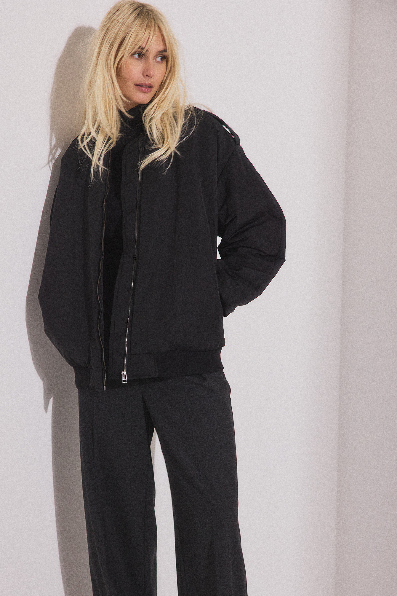 Oversized Bomber Jacket Black