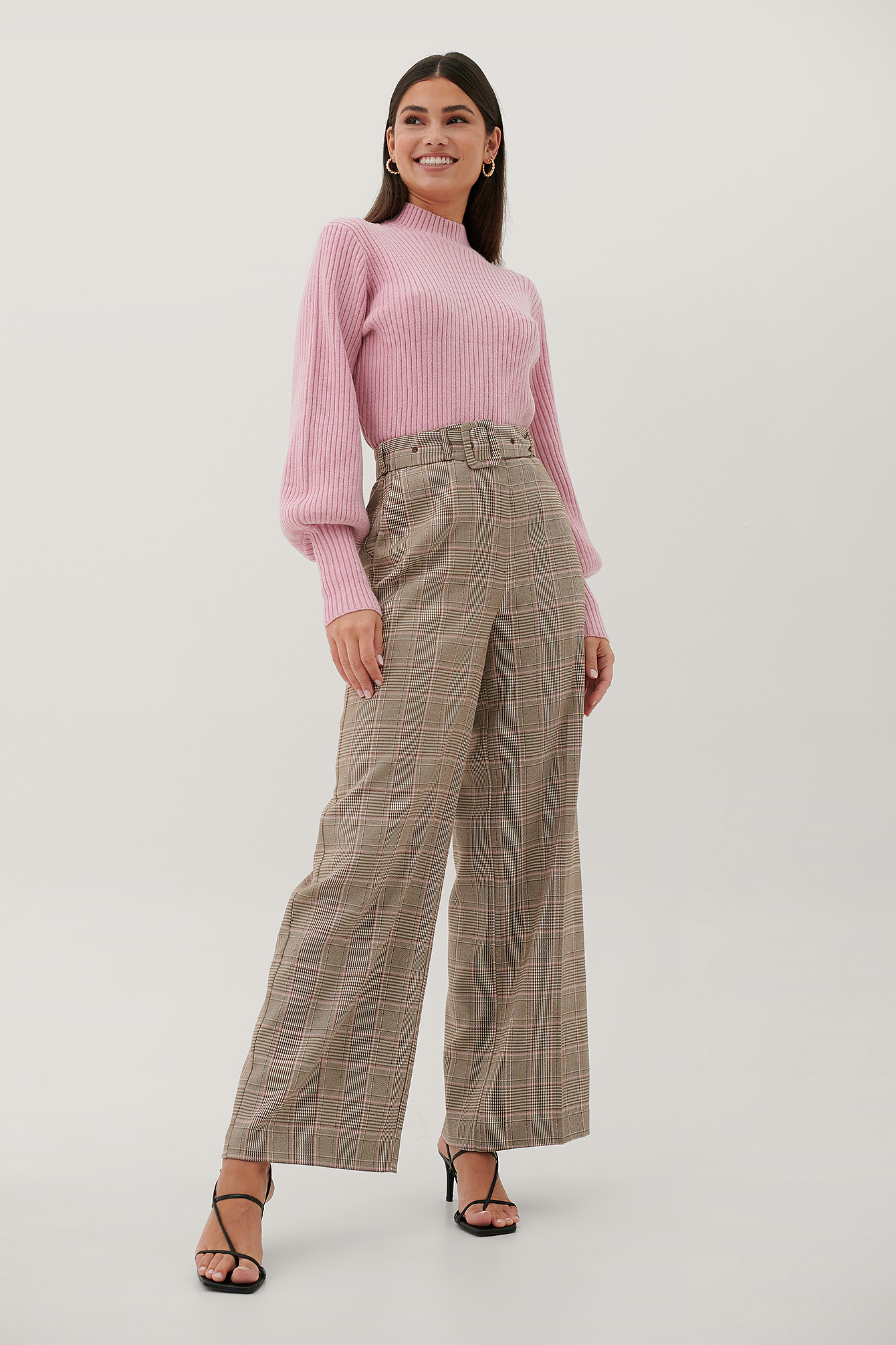 Checked Pantalon De Costume Taille Haute