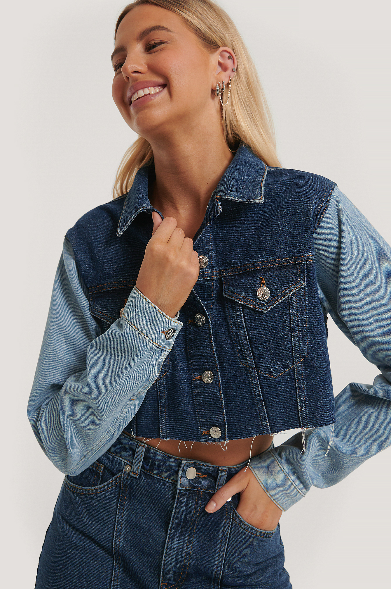 Denim Blue Veste Courte Denim