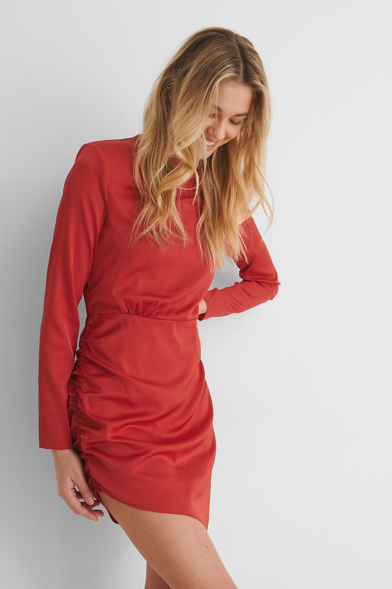 Red Recyclée Robe Mini À Détail Sur Les Épaules