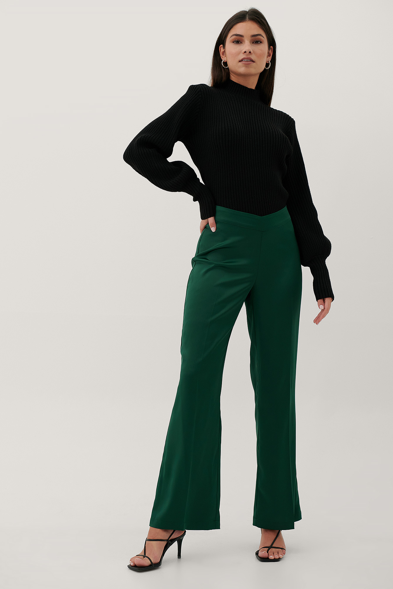 Emerald Green Recyclé Pantalon Taille En V