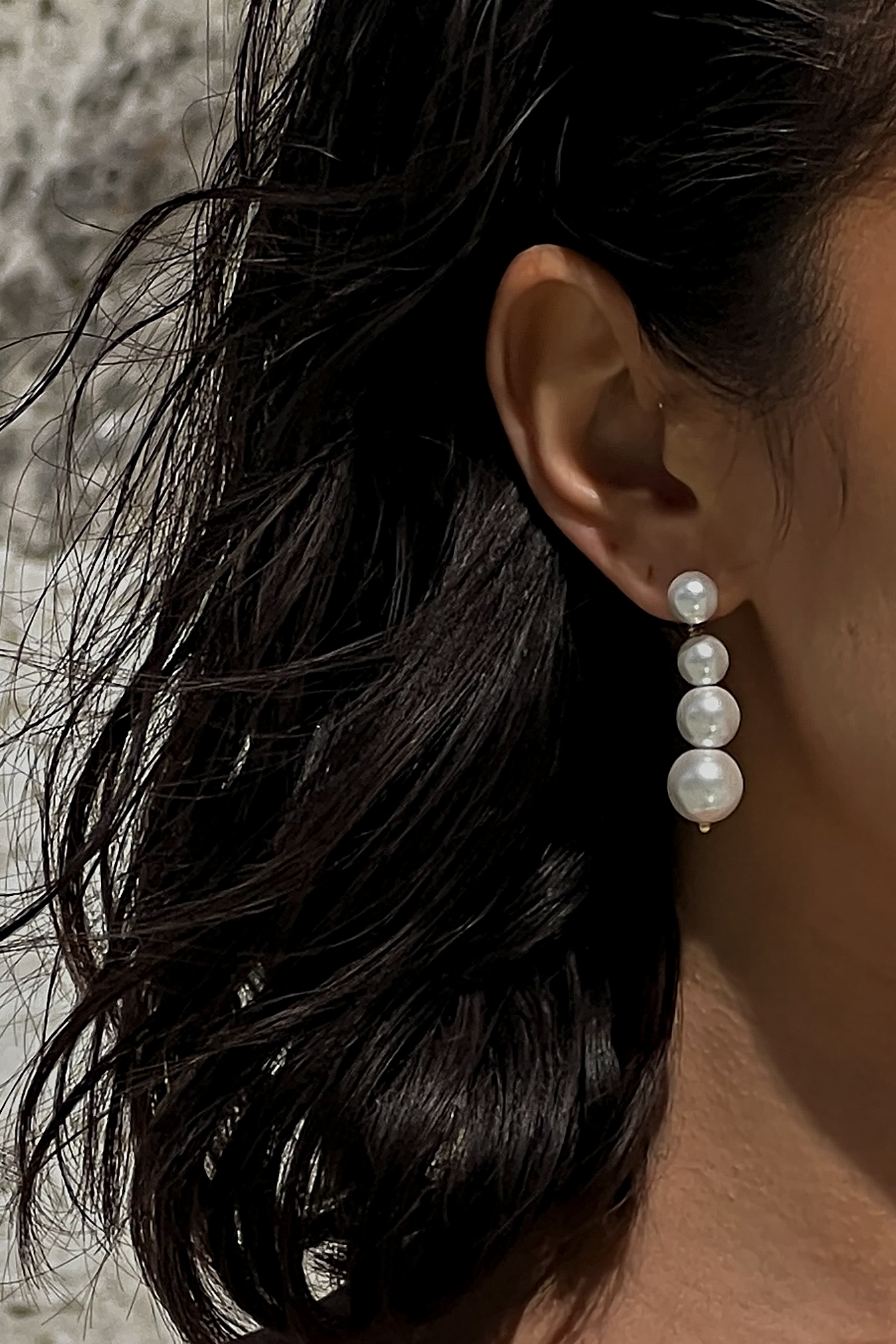 White Boucles d'oreilles en perles
