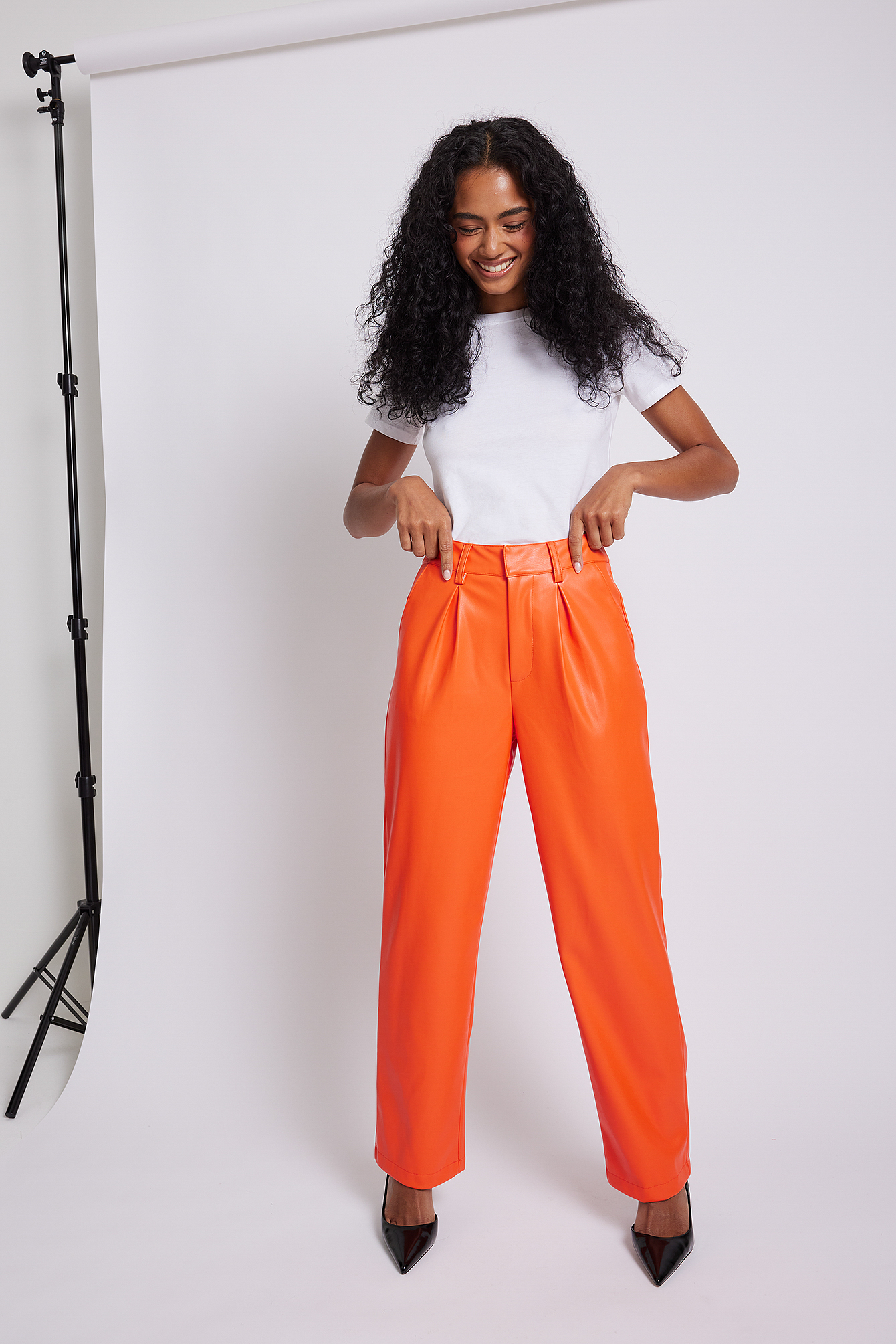 Orange Pantalon faux cuir