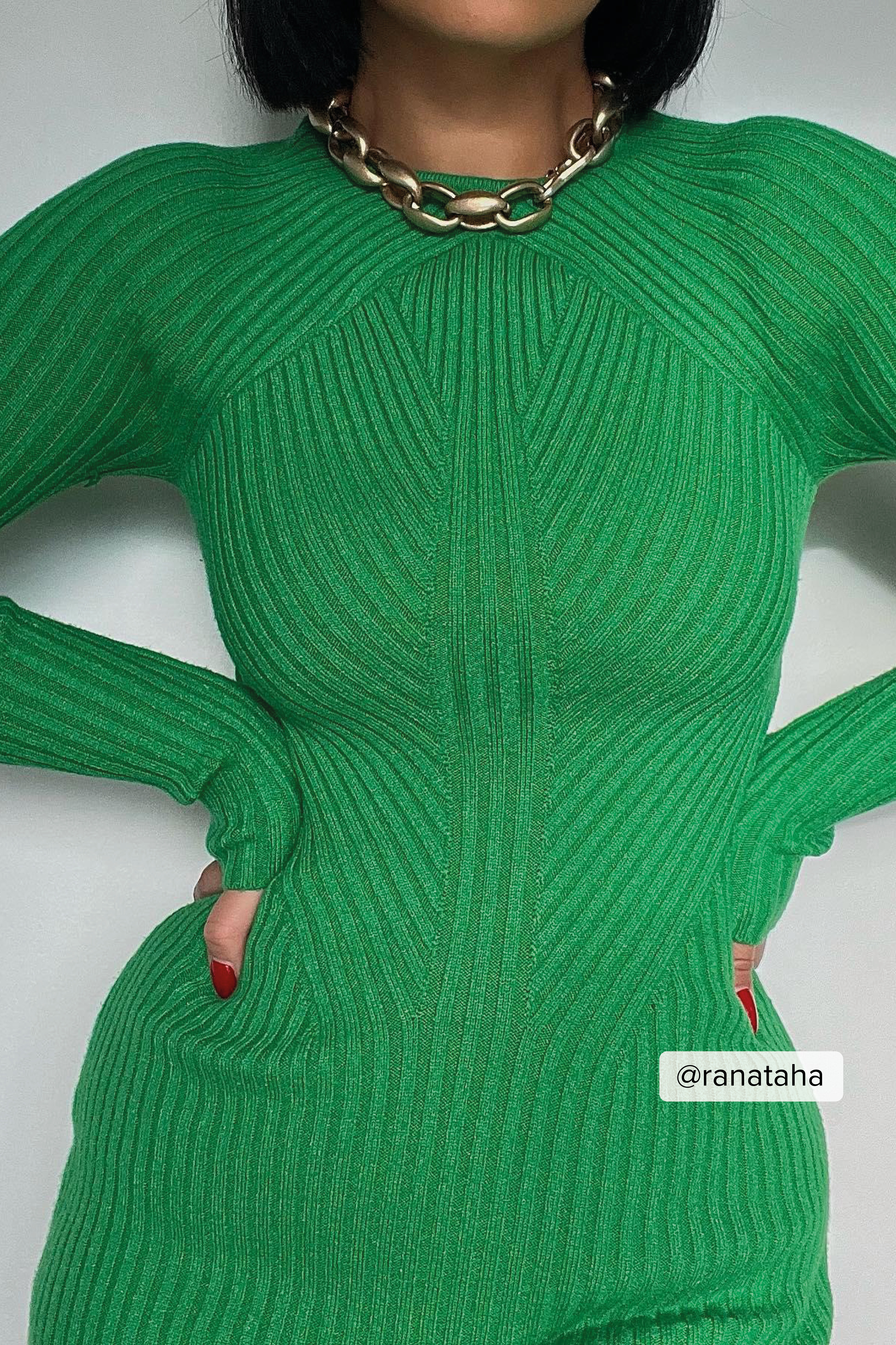 Green Robe midi tricotée