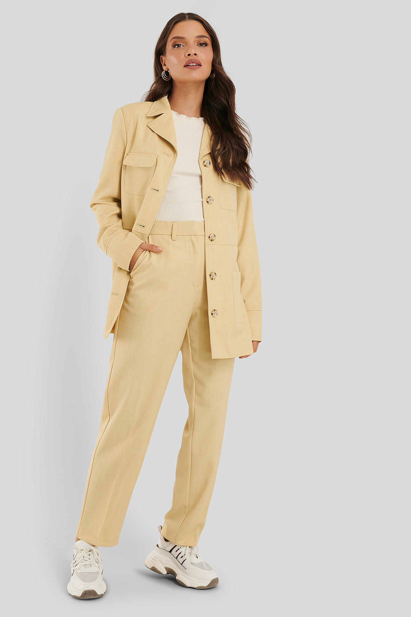 Dusty Light Yellow Pantalon De Costume