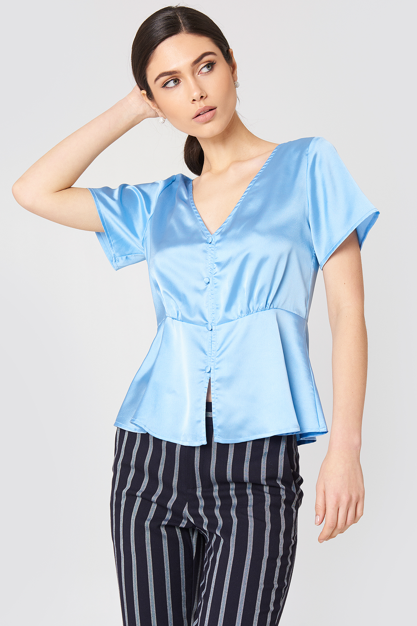 Stone Blue Ines Front Button Blouse