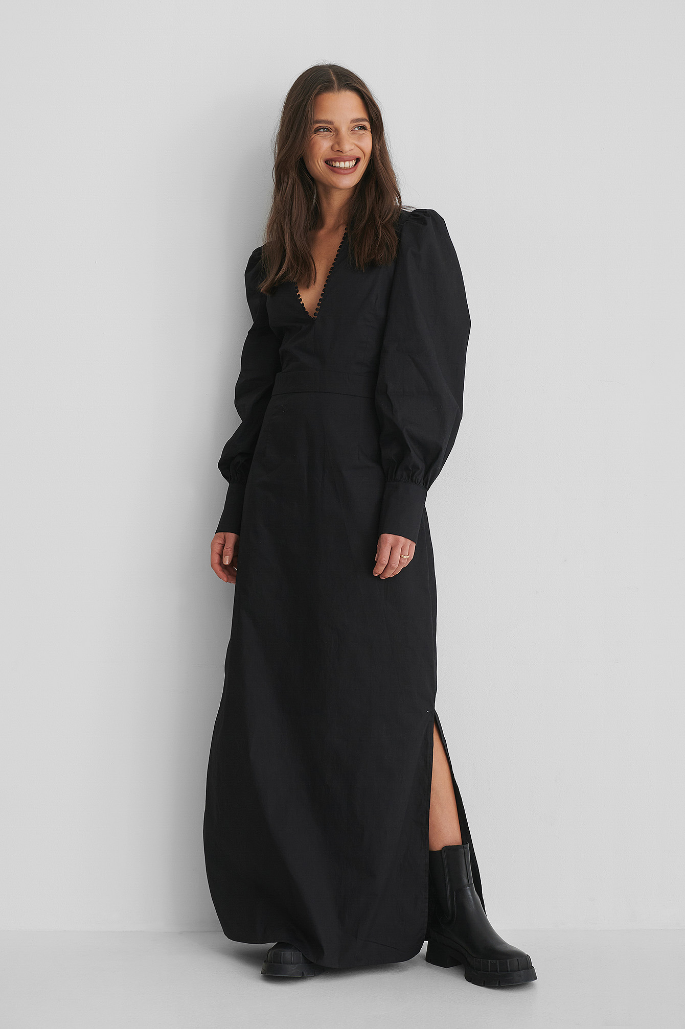 Black V-Neck Maxi Dress