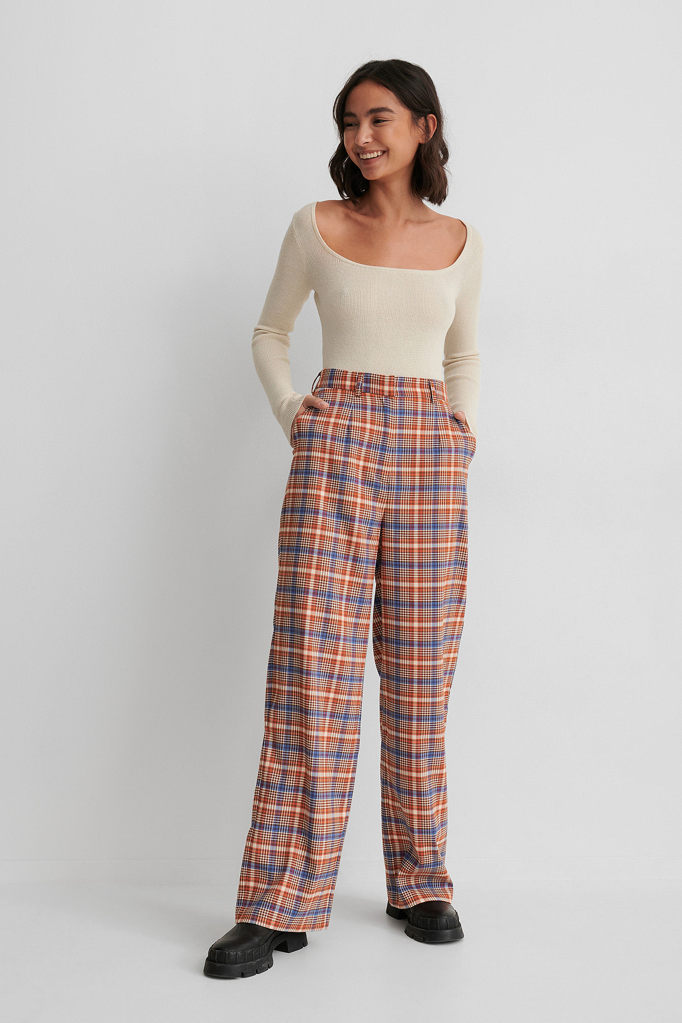 Checked Recyclé Pantalon De Costume À Carreaux