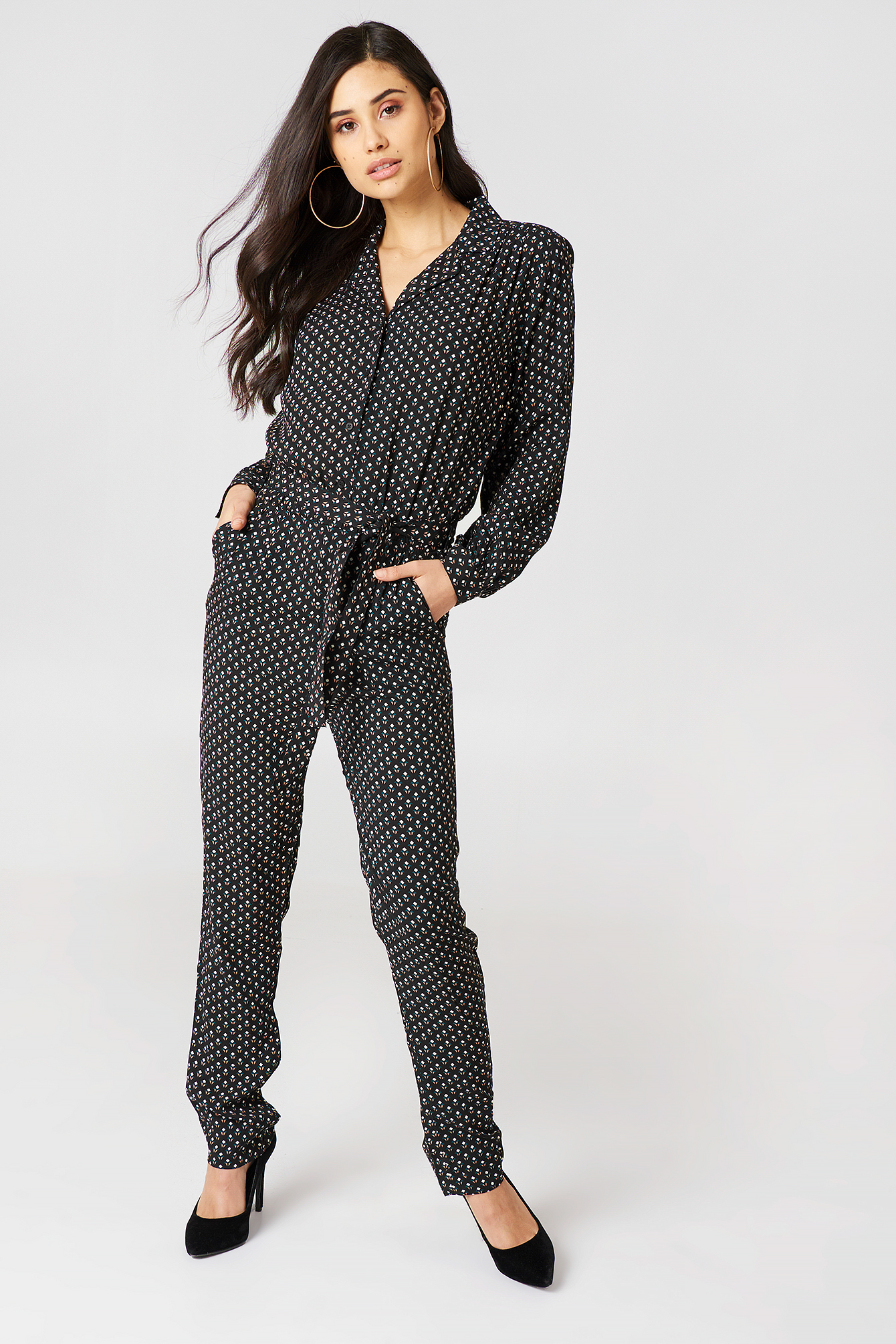 Black With Print Natrione Jumpsuit