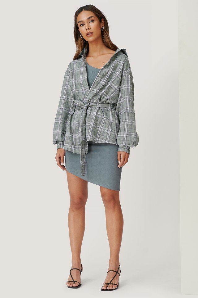 Checked Belted Shirt