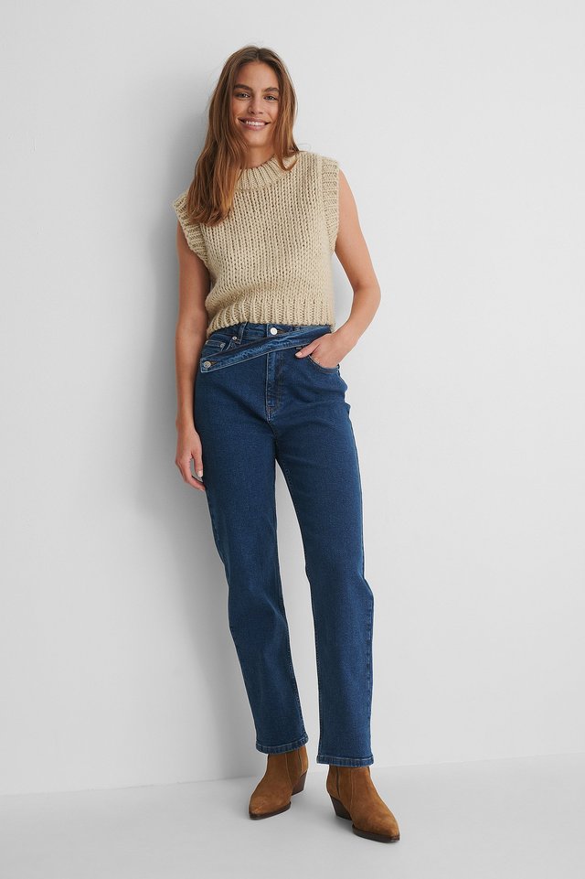 Waist Detail Straight Jeans Outfit.