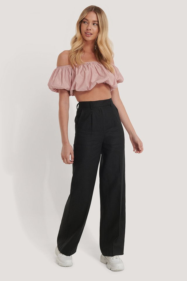 Off Shoulder Puff Top Outfit.