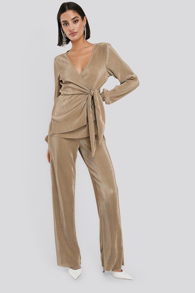 Sand Wide Pleated Trousers