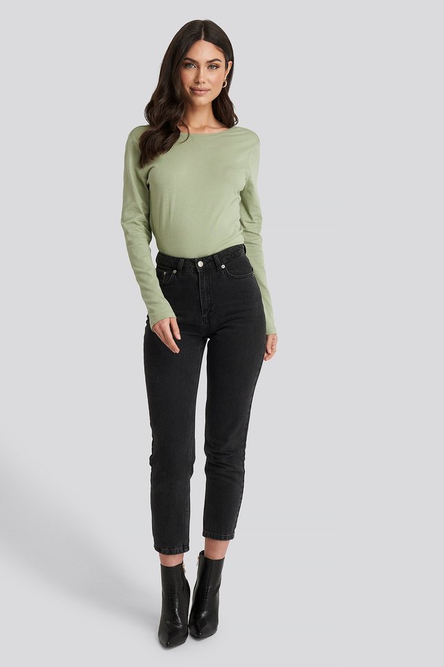 Deep Back Long Sleeve Top Outfit.