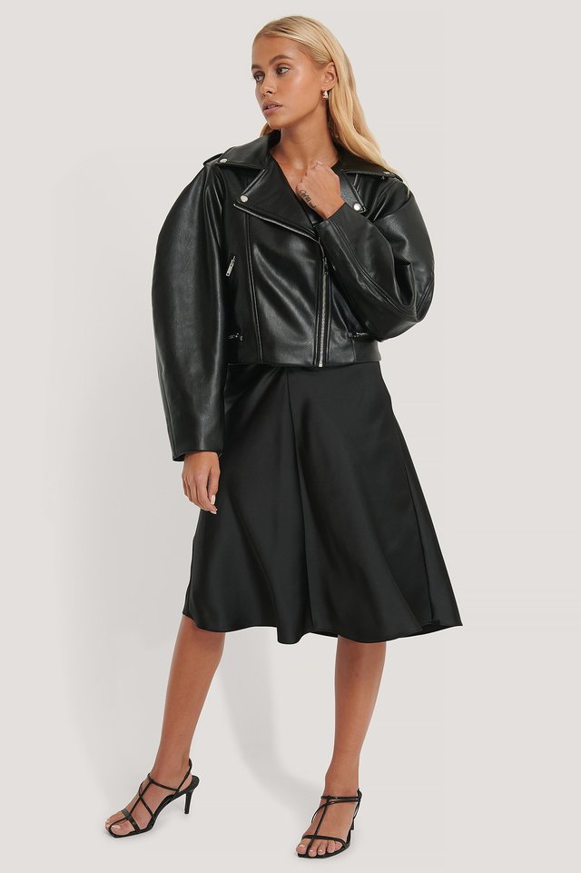 Black Oversized Faux Leather Jacket