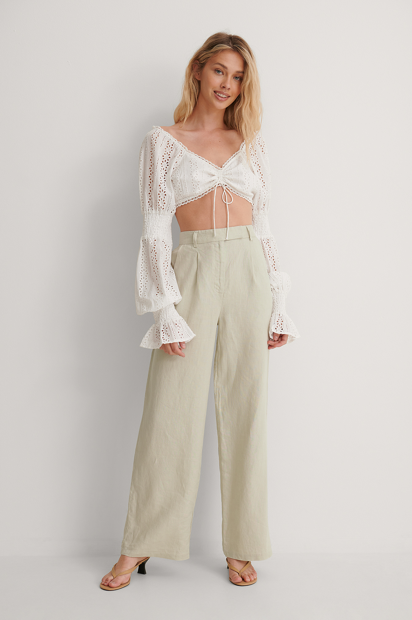 Cropped Anglaise Blouse Outfit.
