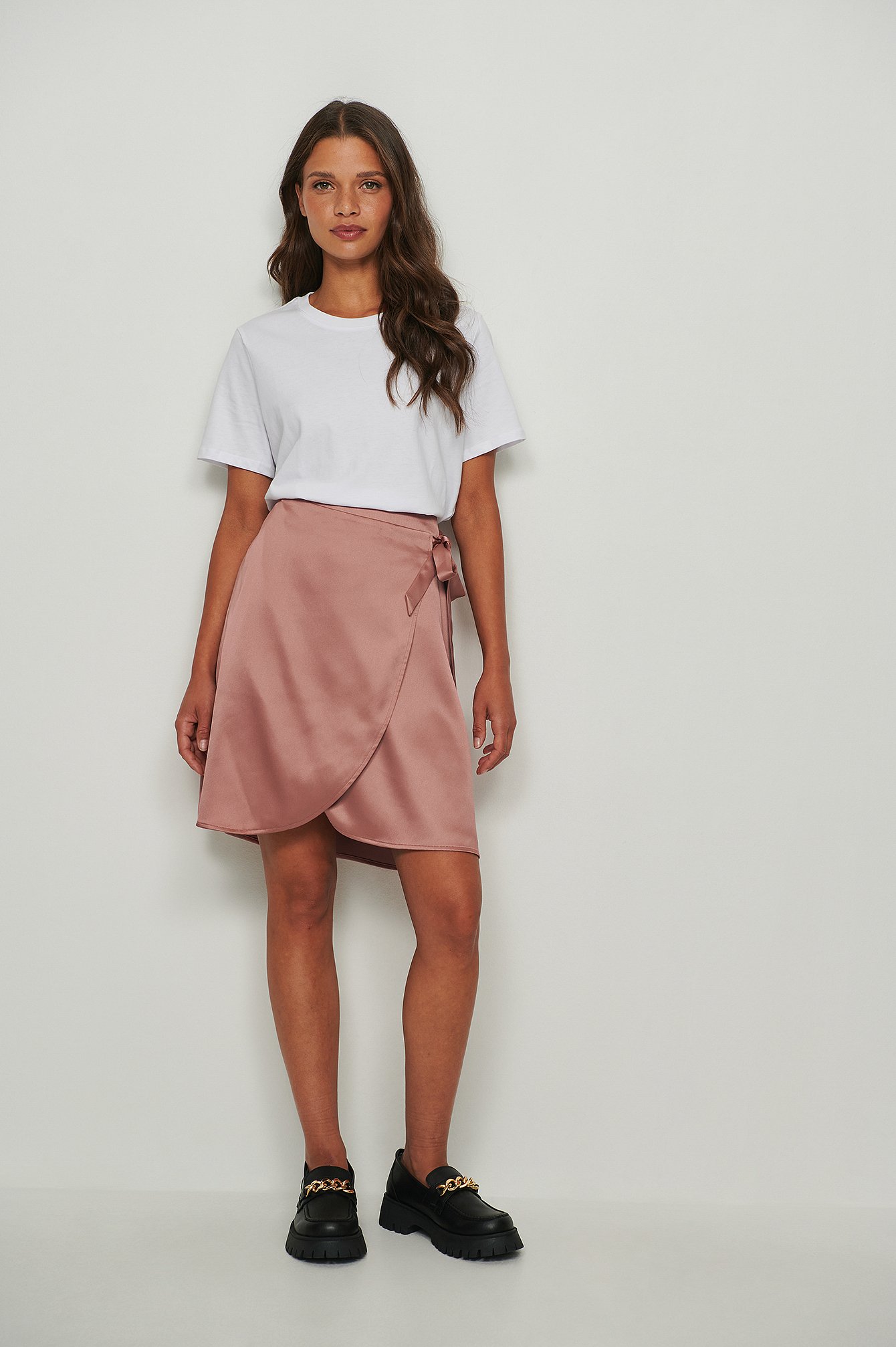 Wrap Satin Midi Skirt Outfit