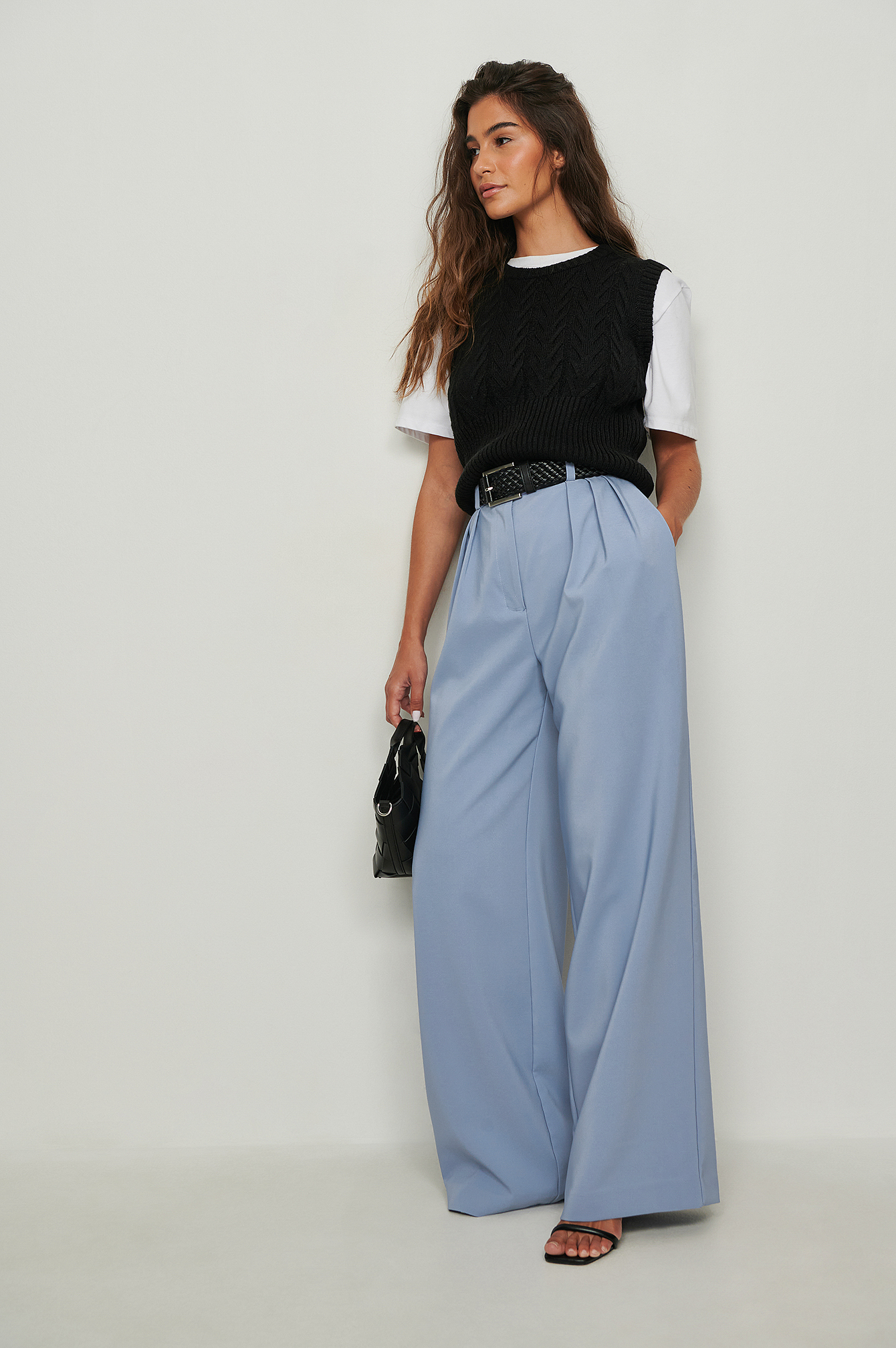 Cropped Fitted Cable Vest Outfit