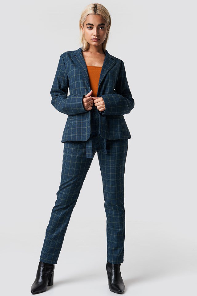 Matching Tie Waist Pant and Blazer Outfit