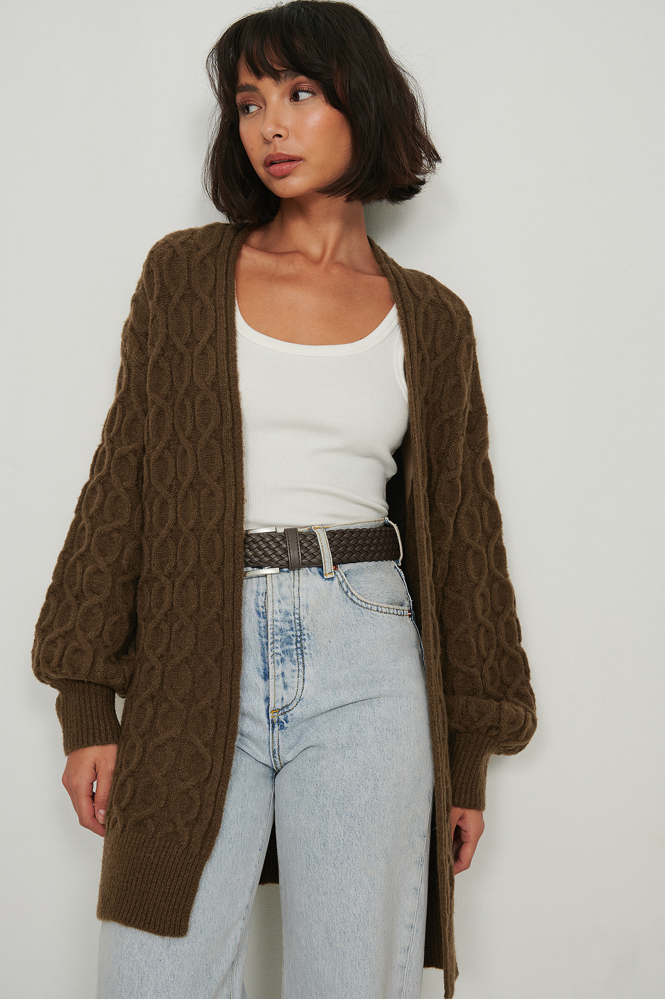 Oversized Cable Knitted Cardigan Outfit