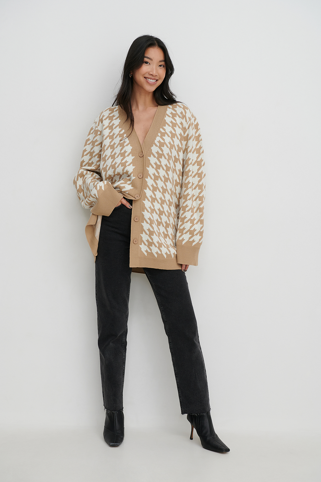 cardigan pied de poule zara