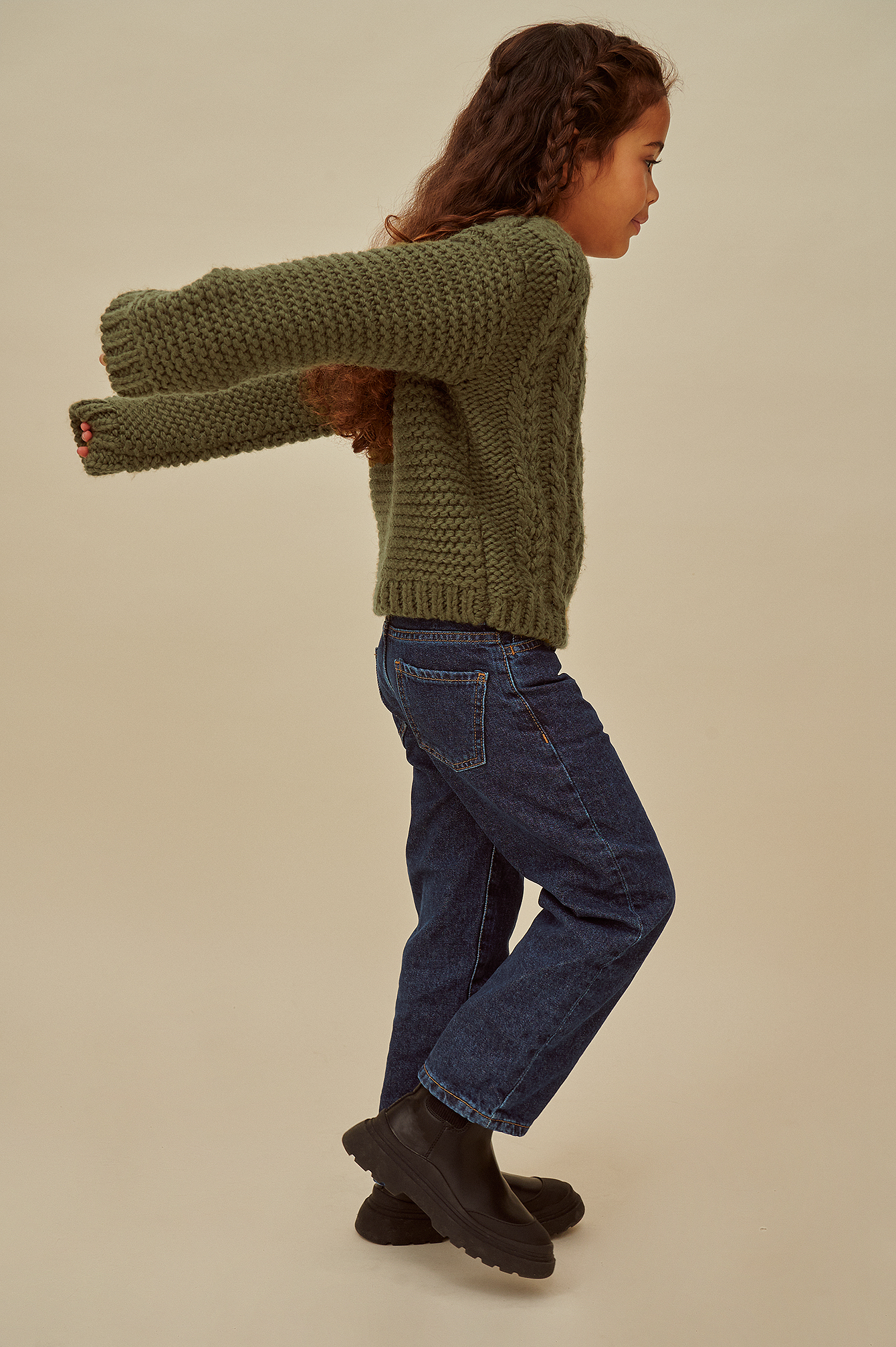 Cable Knitted Mini Sweater Outfit.