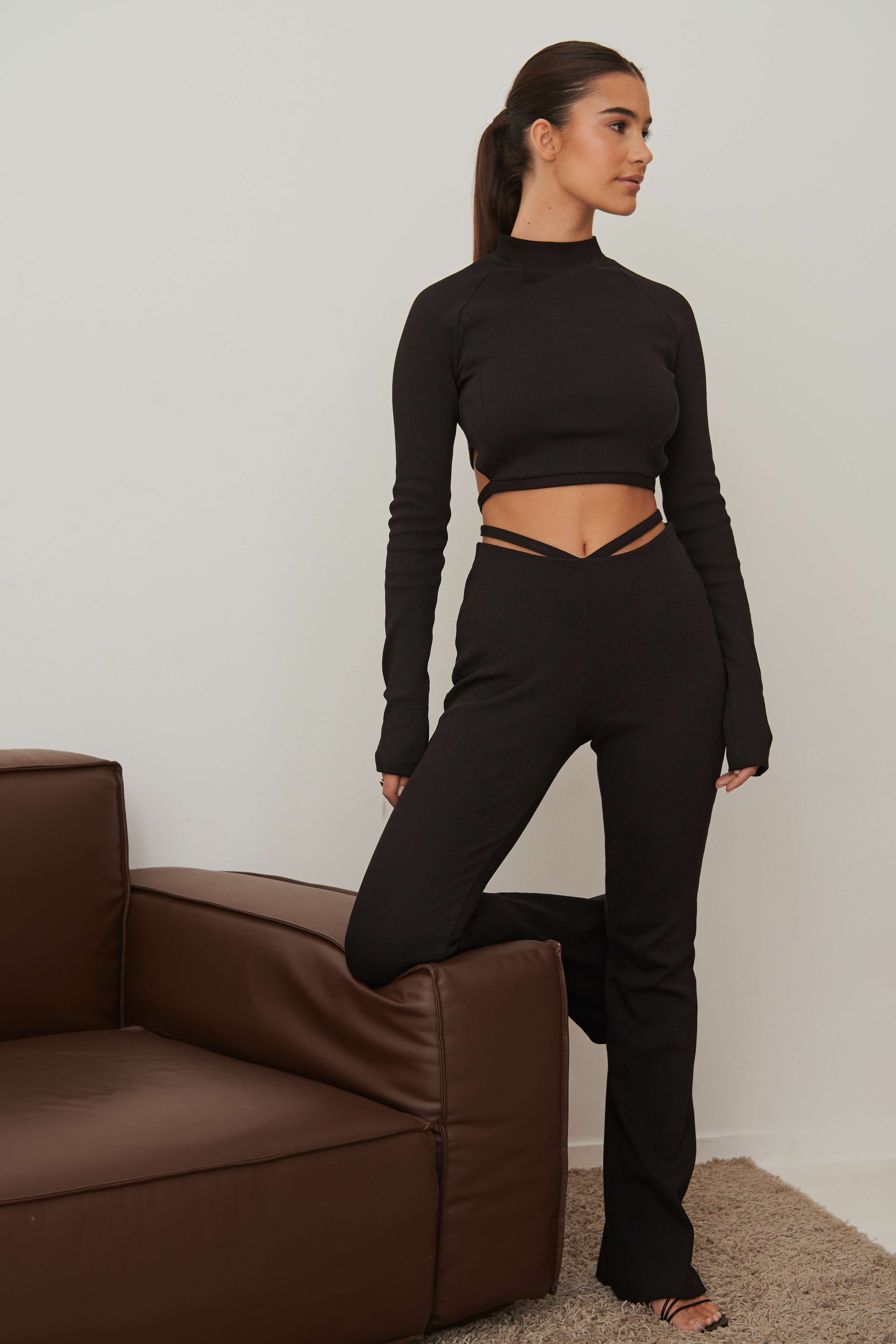 Waist Detail Jersey Pants Outfit.