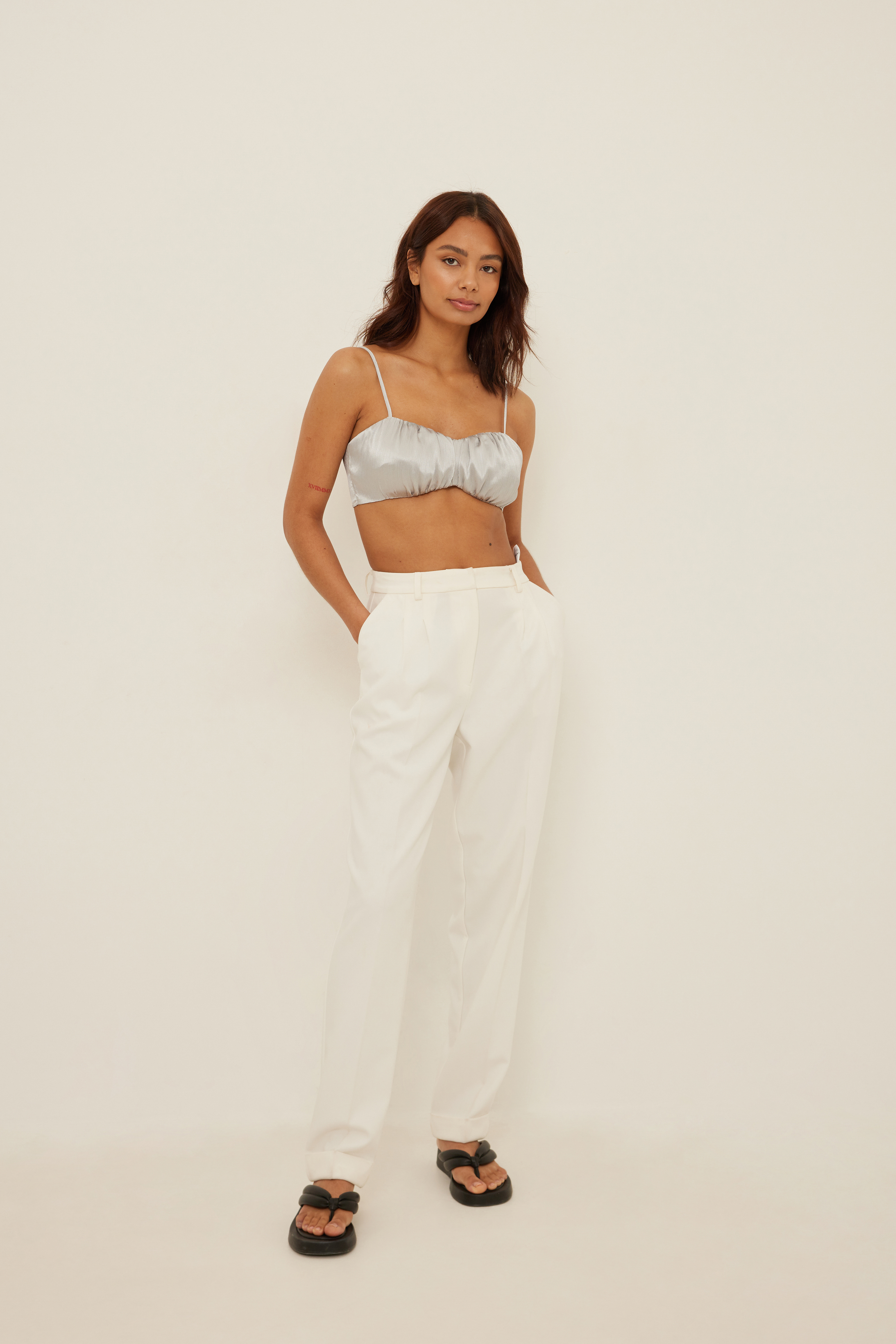 Gathered Front Cropped Top Outfit.