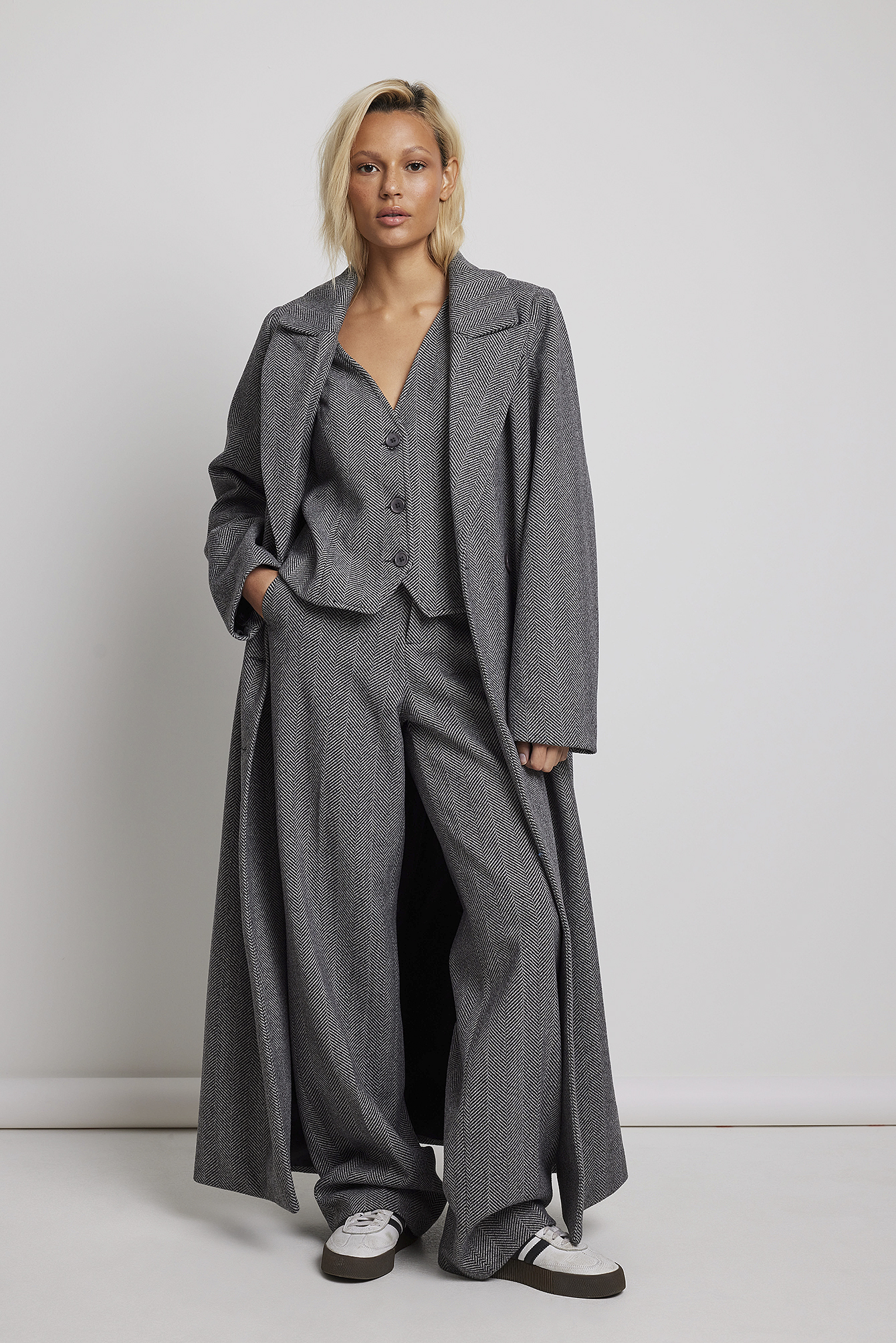 Grey Tweed Outfit.