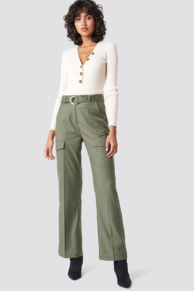 Patch Pocket Belted Pants Outfit