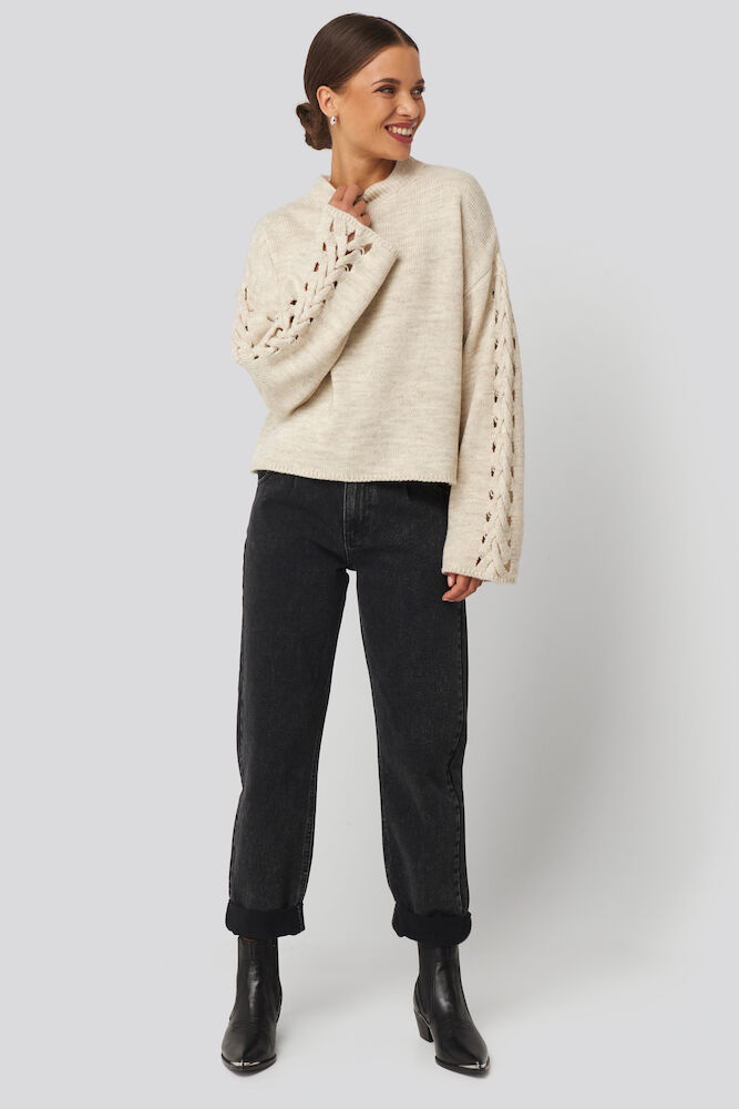 Detailed Sleeve Knitted Sweater Outfit