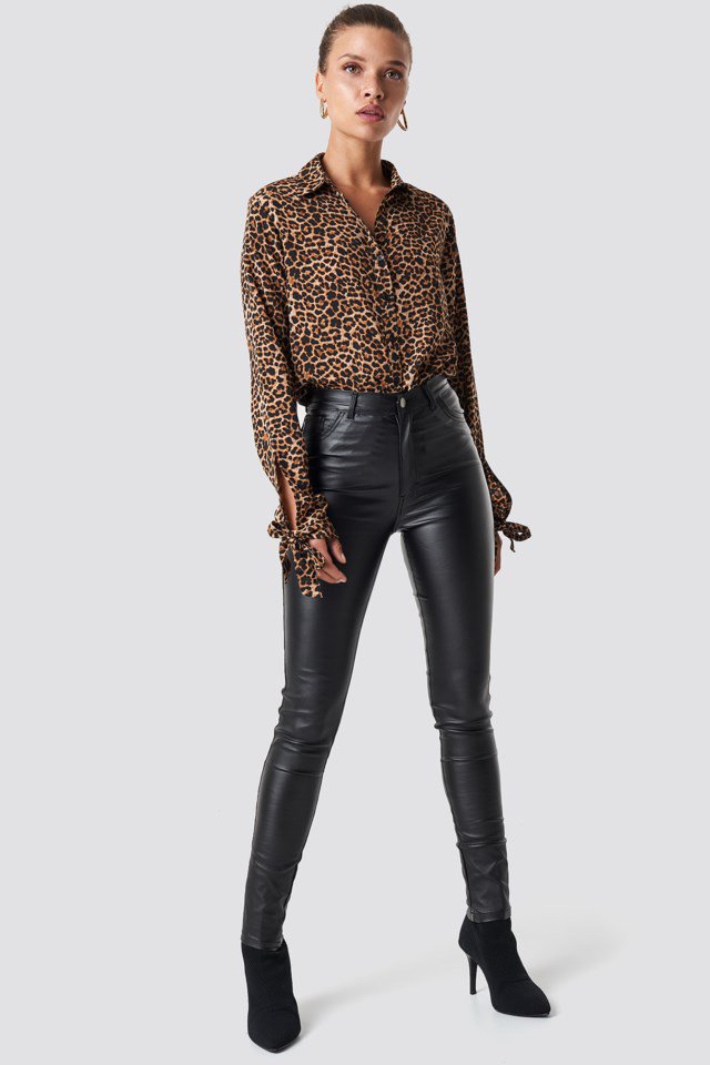 Waxed High Waist Trousers Outfit.