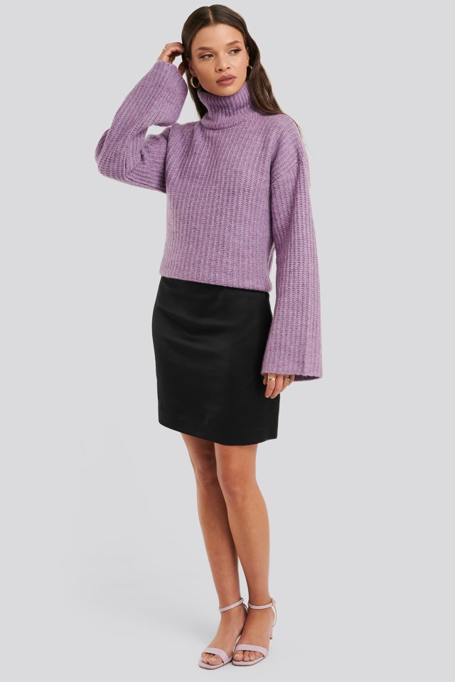 High Neck Knitted Sweater Outfit