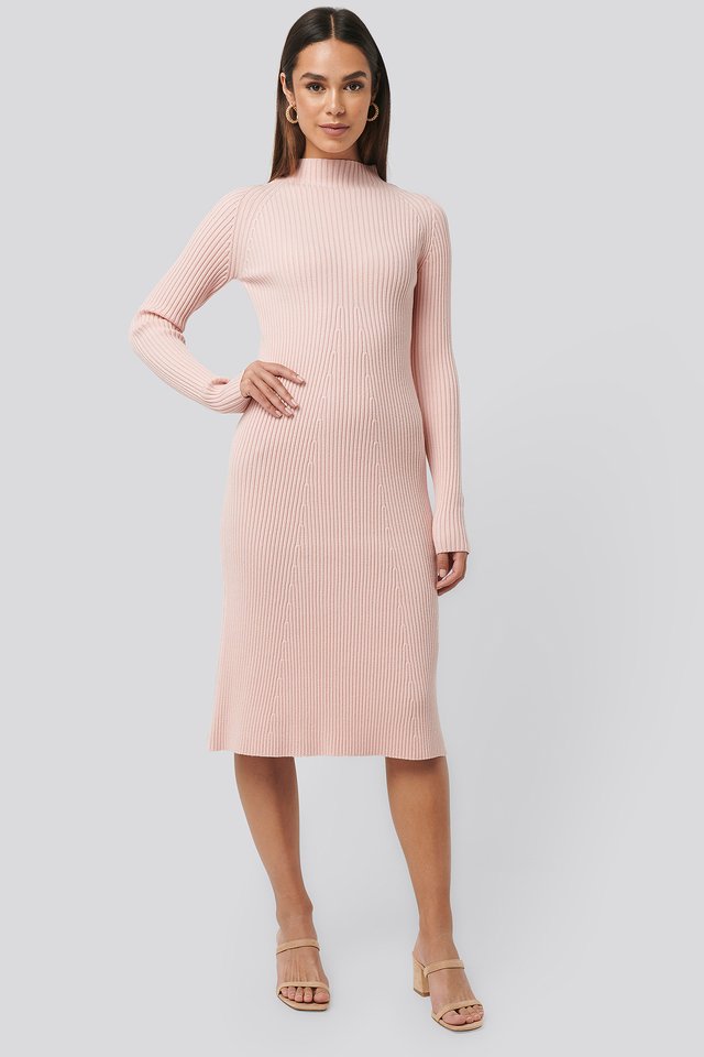 Ribbed Knitted Polo Dress Outfit