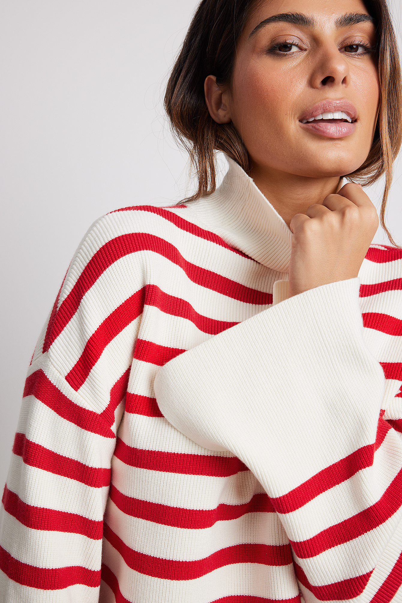 Pull en maille à col roulé et rayures