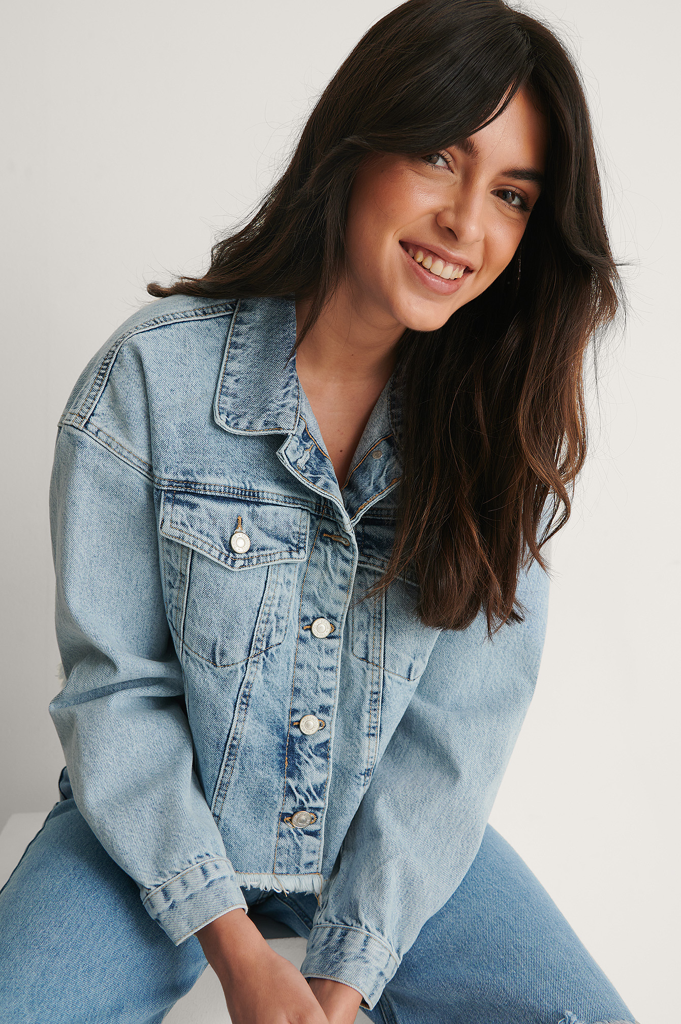 Blue Courte Veste En Jean