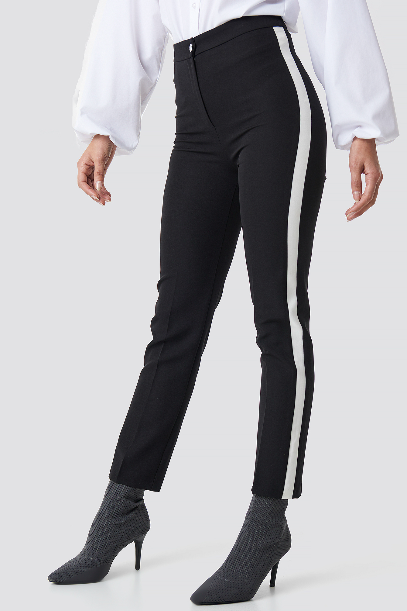 Black Cropped Stripe Pants