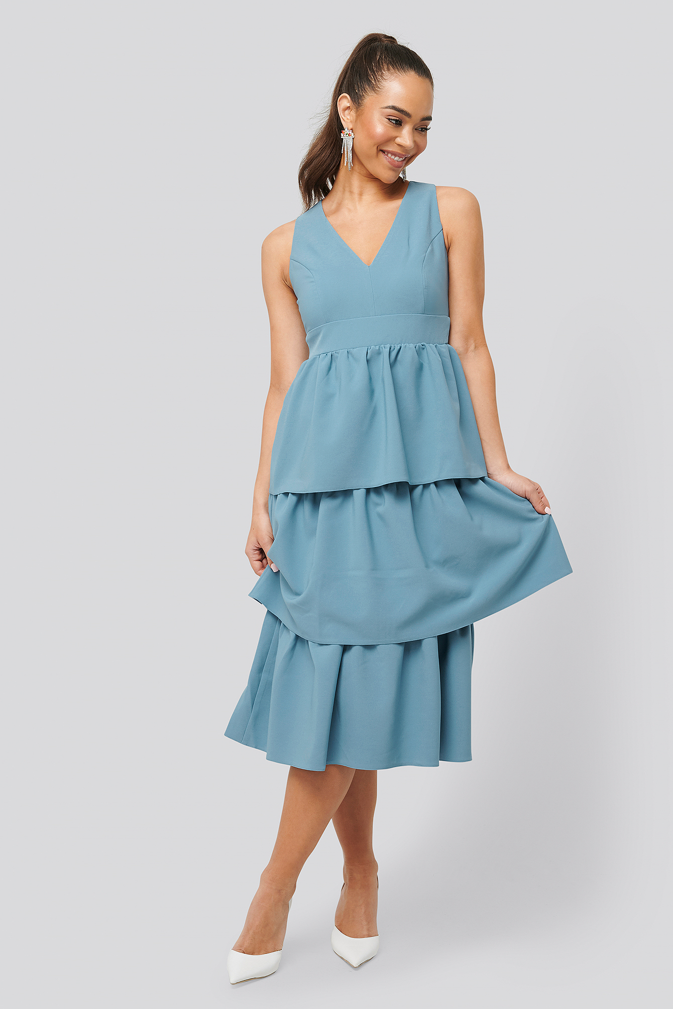 Indigo Neck Detailed Dress