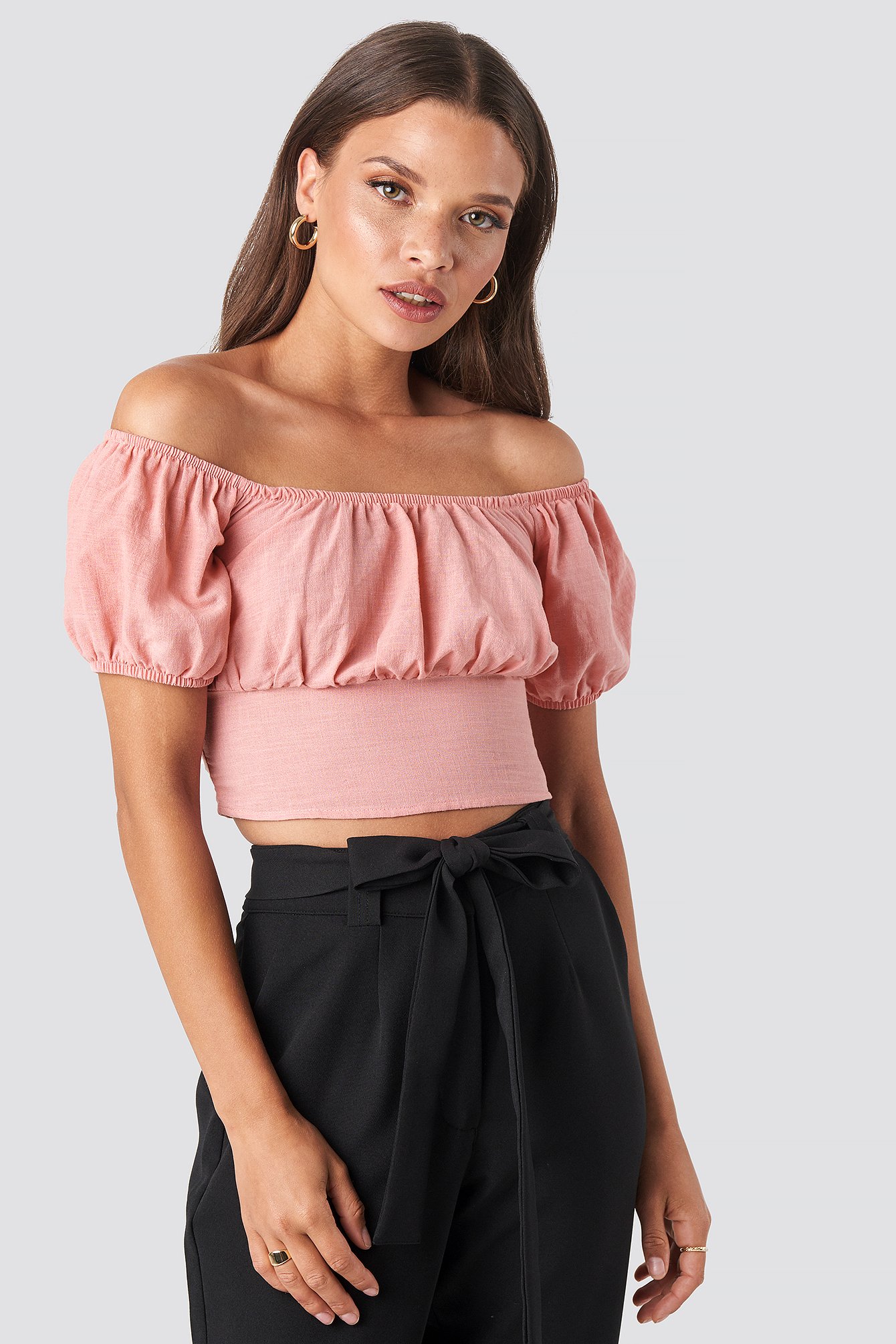 Off Shoulder Puff Sleeve Top Rose | na-kd.fr