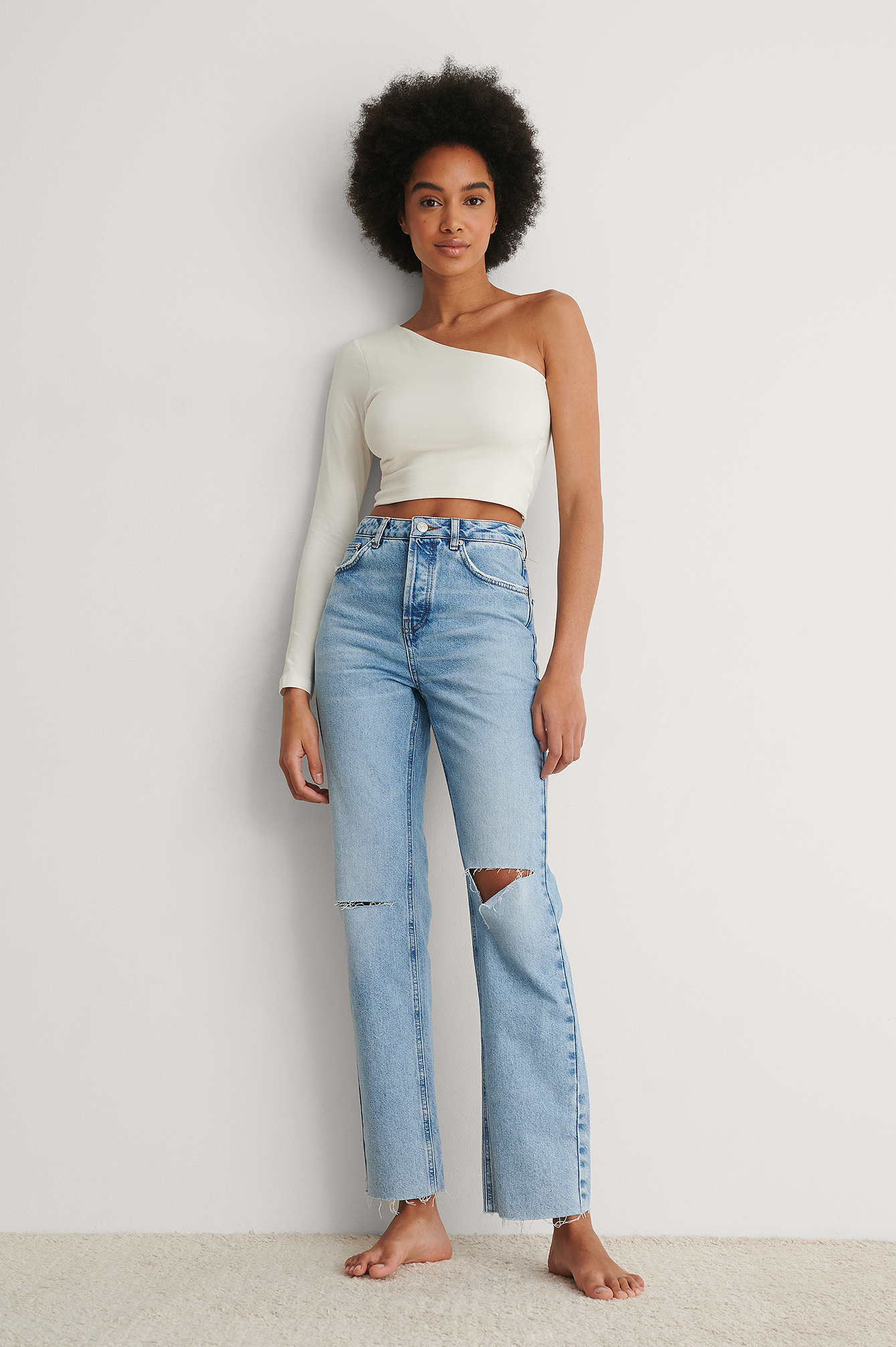 Ecru Haut Une Épaule