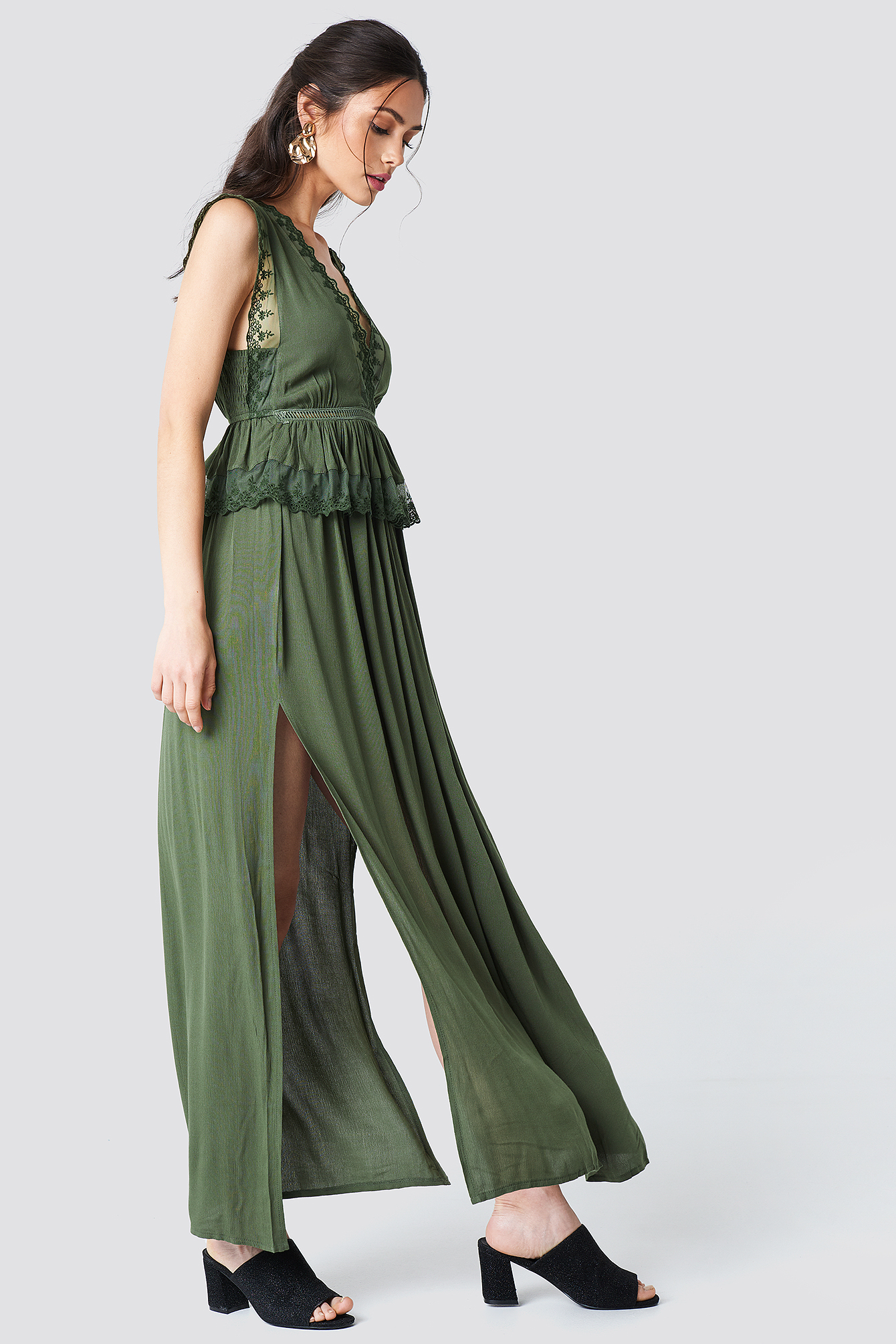 Green Slits Maxi Dress