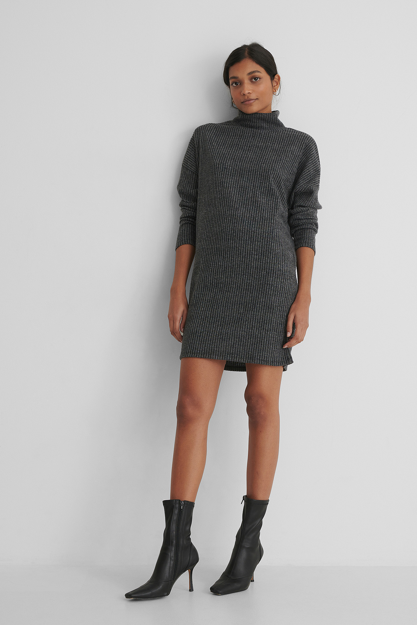 Antracite Turtleneck Knit Sweater Dress