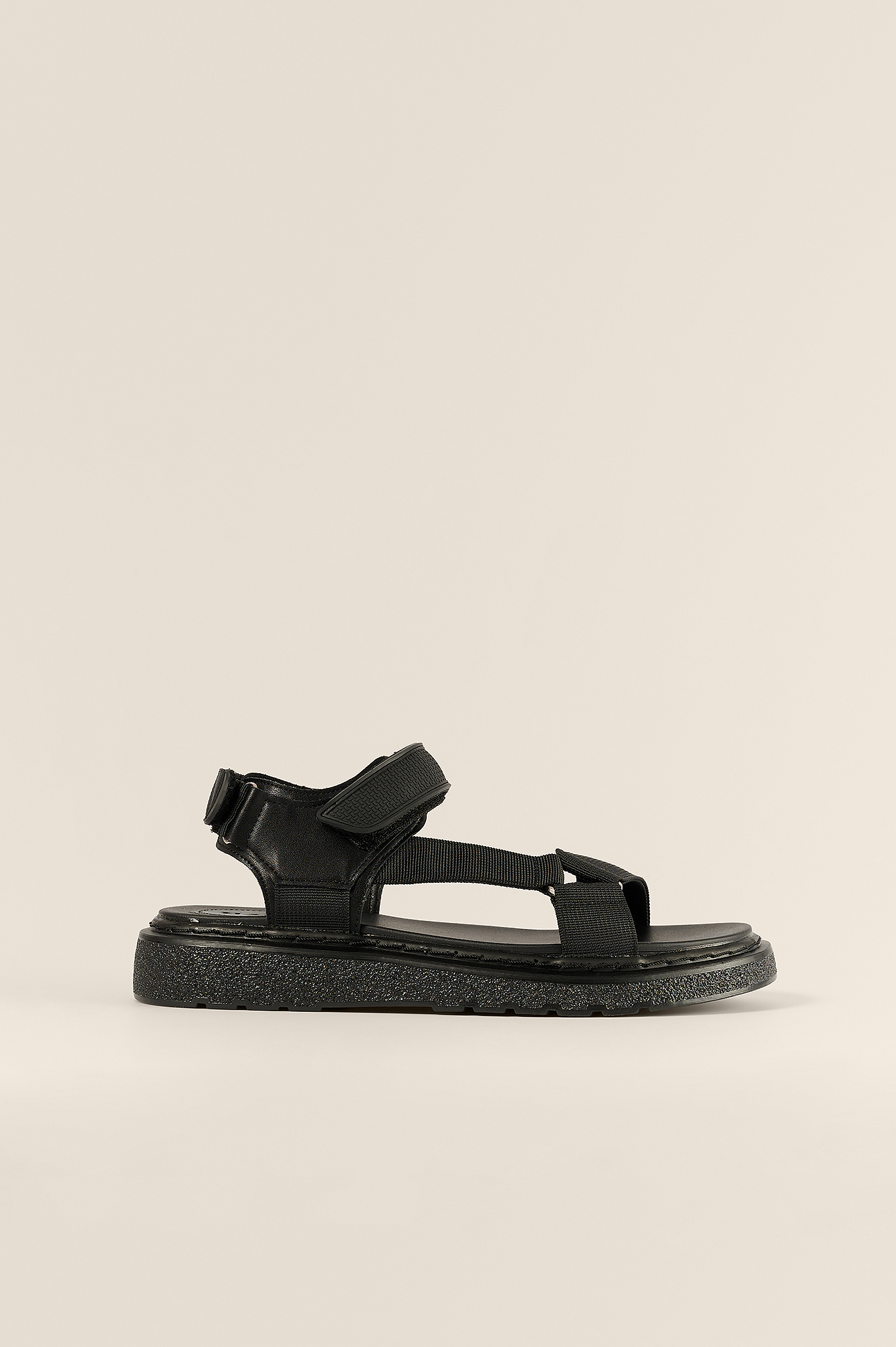 Black Faites En Velcro Sandales
