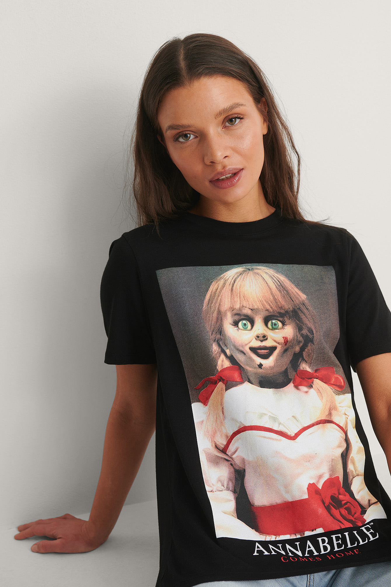 Black Print Annabell T-Shirt Basique