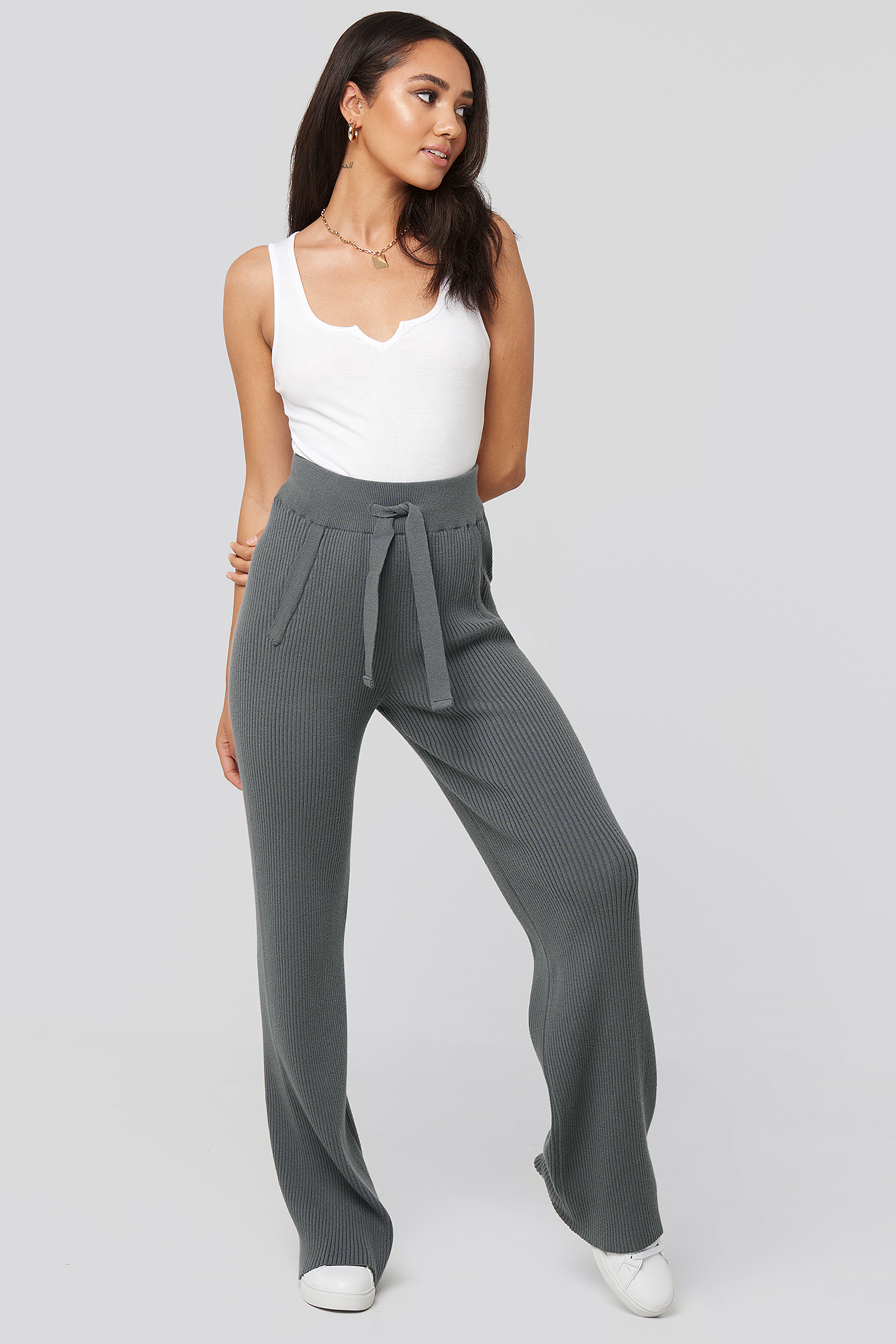 Charcoal XLE the Label Greg Rib Knitted Pants