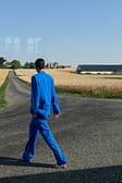 Cobalt Blue Pantalon de costume droit taille basse recyclé