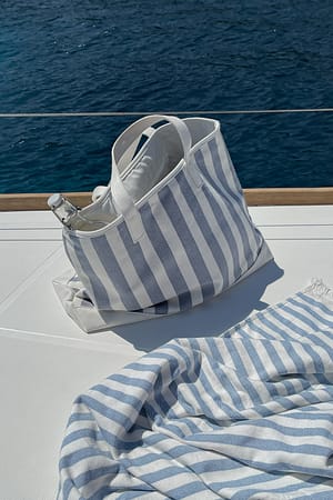 Light Blue Sac en toile rayée