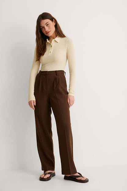 Beige Haut côtelé boutonné recyclé