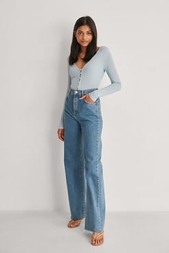 Pearl Button Detail Top